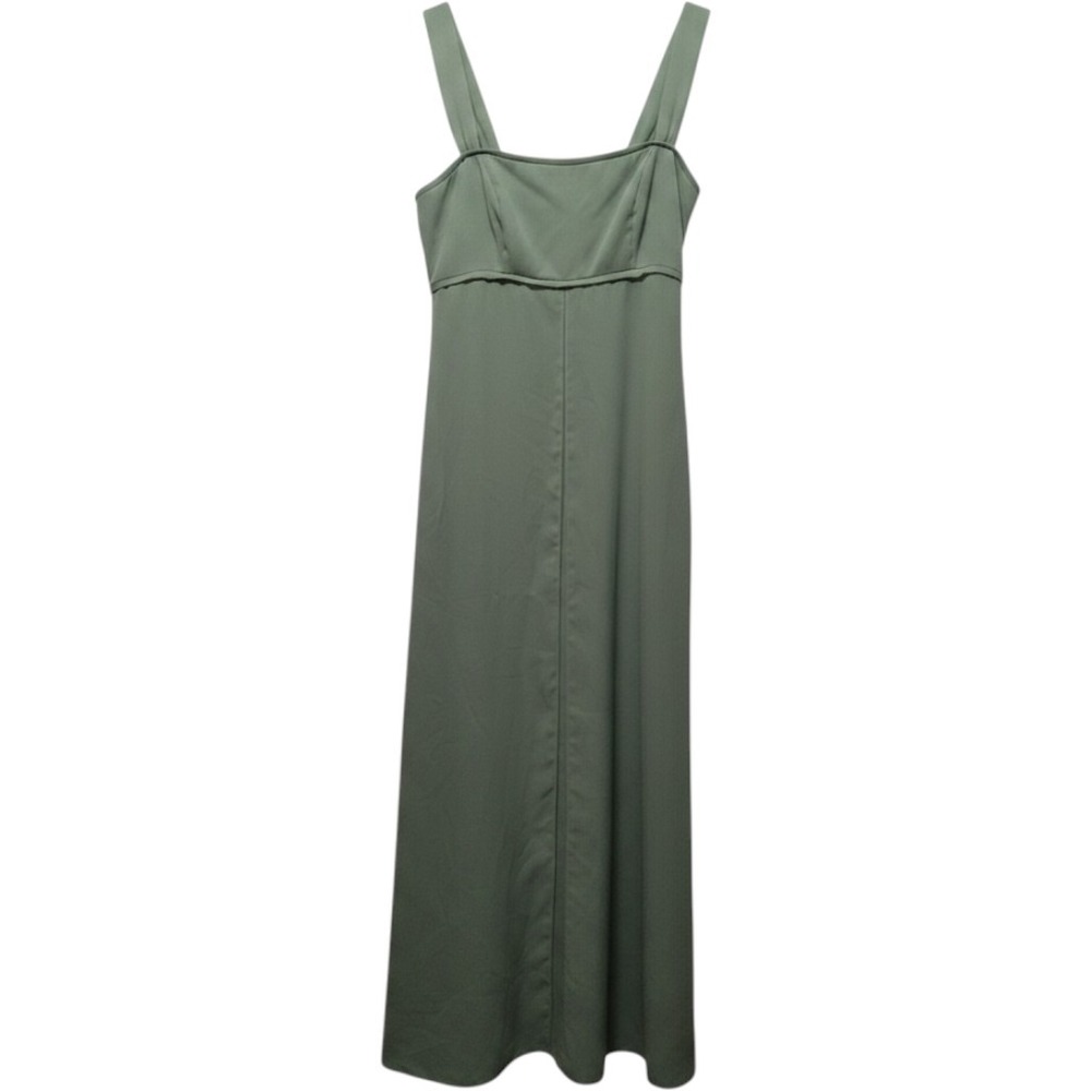 David's Bridal Sage Green Square Neck Empire Waist Maxi Dress Size 2 Formal Prom